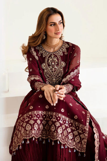 Alizeh Chiffon Maroon Gharara Replica